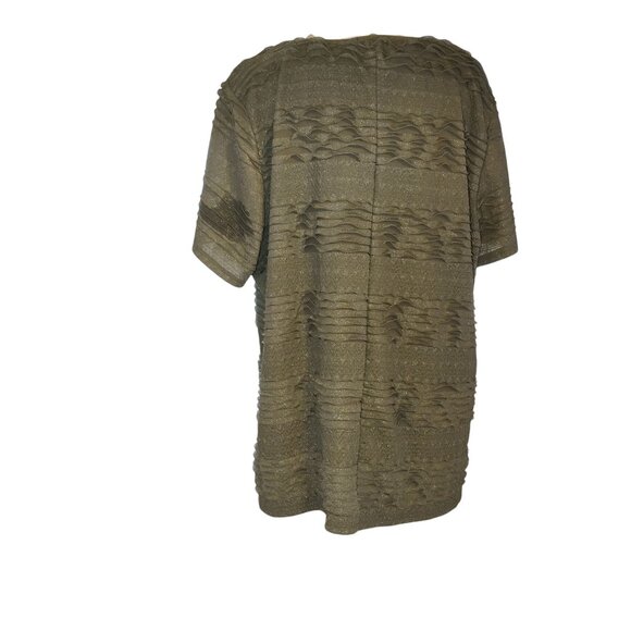 Elementz Woman Olive Green Textured Short Sleeve Top Plus Size 3X - Picture 2 of 5